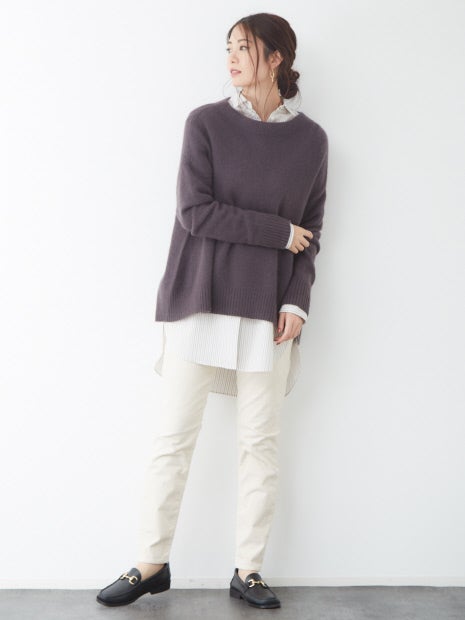 獣毛混ボトルネックニット