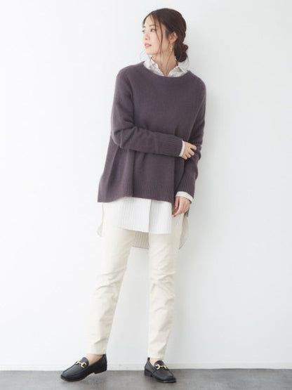 獣毛混ボトルネックニット