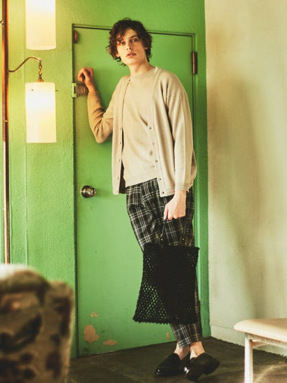 ライトウールスリムテーパード チェックパンツ