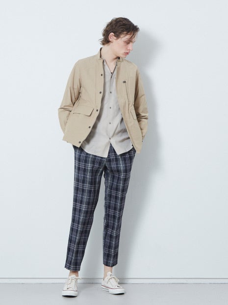 ライトウールスリムテーパード チェックパンツ