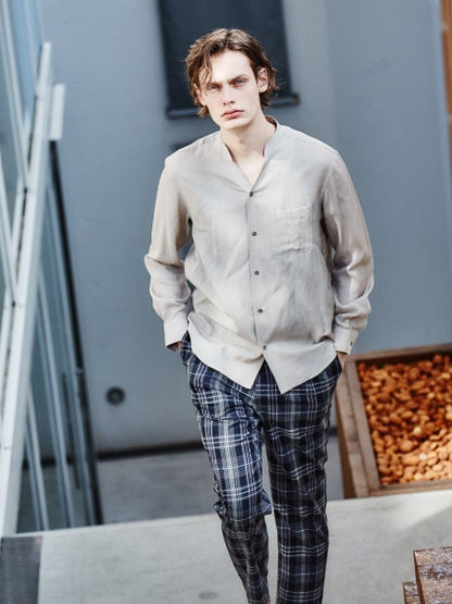 ライトウールスリムテーパード チェックパンツ