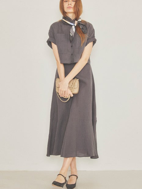 【セットアップ対応】麻製品染ショートシャツ