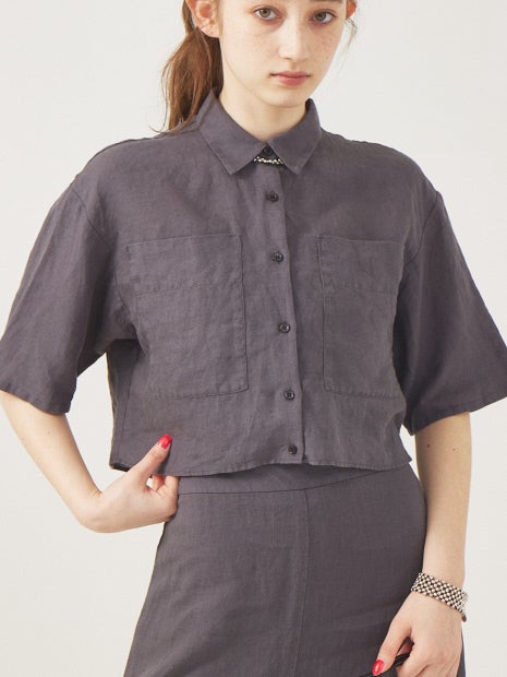 【セットアップ対応】麻製品染ショートシャツ