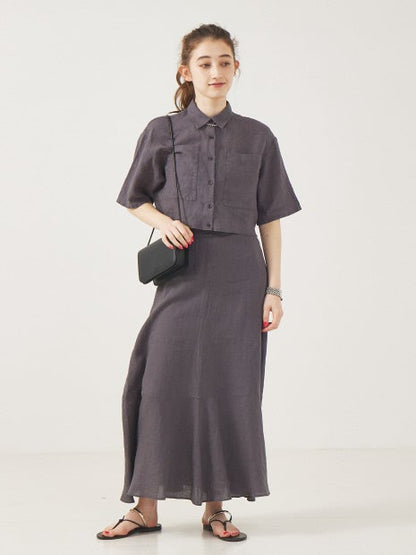 【セットアップ対応】麻製品染ショートシャツ