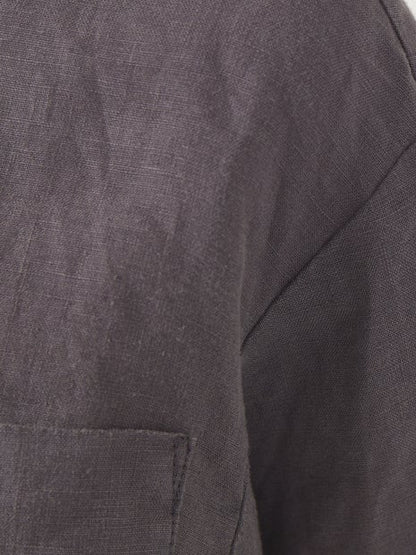 【セットアップ対応】麻製品染ショートシャツ