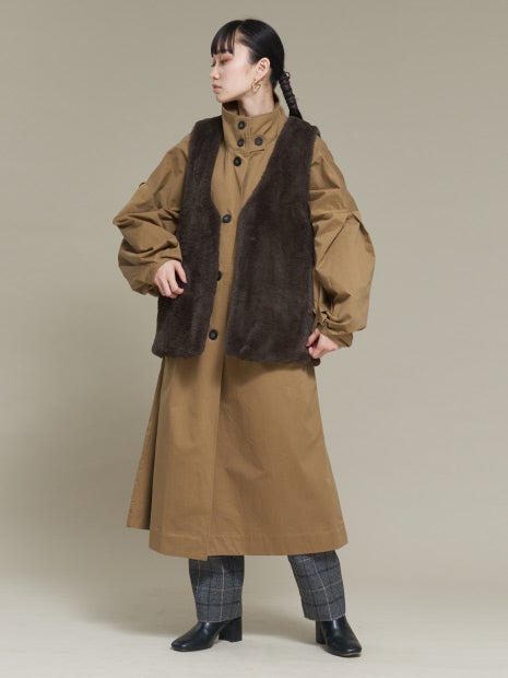 ボリュームスリーブスタンドカラーコート