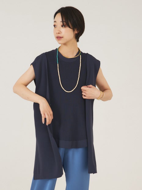 《セットアップ対応》レーヨンストレッチ2WAYニットジレ