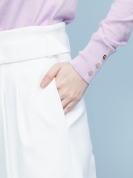 バックル付きワイドパンツ
