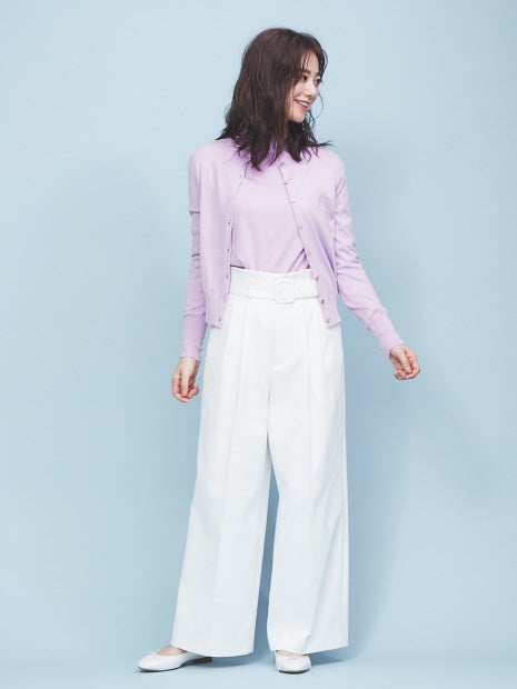 バックル付きワイドパンツ