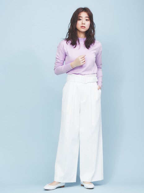 バックル付きワイドパンツ