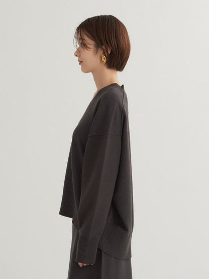 【セットアップ対応】Vネックニットプルオーバー