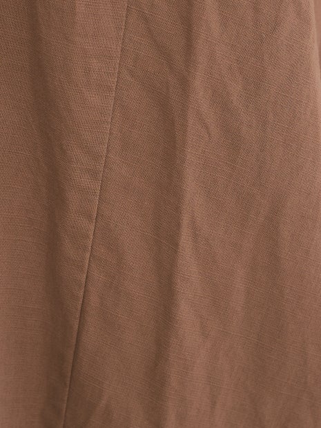 麻混Vネックワンピース