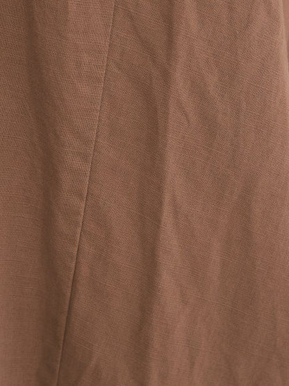 麻混Vネックワンピース