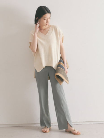 変形畦バックリボンニットベスト