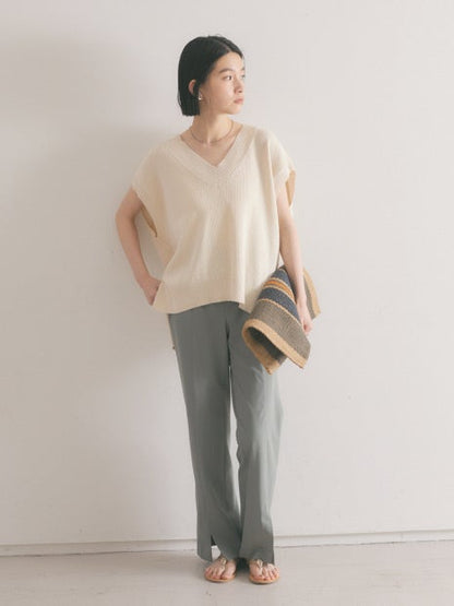 変形畦バックリボンニットベスト