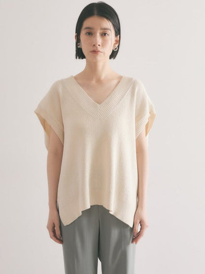 変形畦バックリボンニットベスト