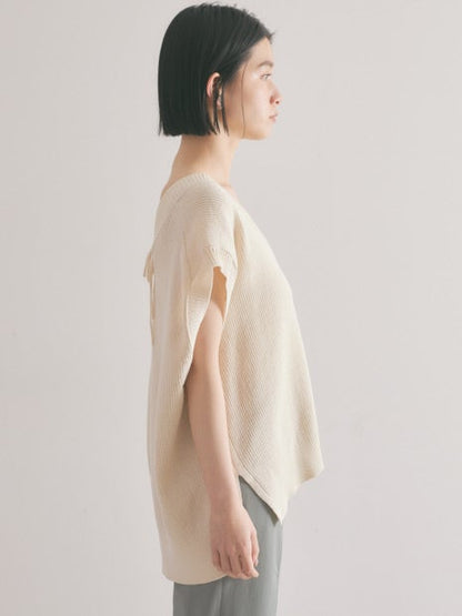 変形畦バックリボンニットベスト