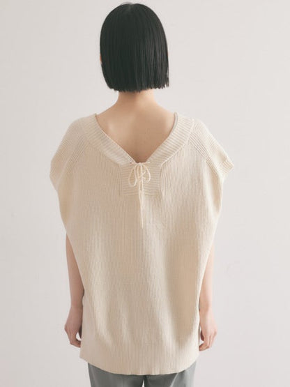 変形畦バックリボンニットベスト