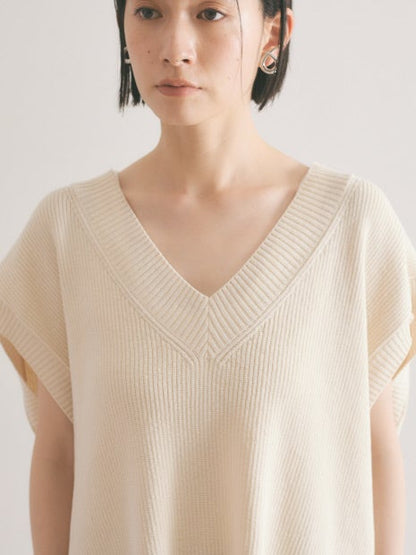 変形畦バックリボンニットベスト