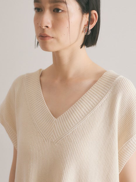 変形畦バックリボンニットベスト