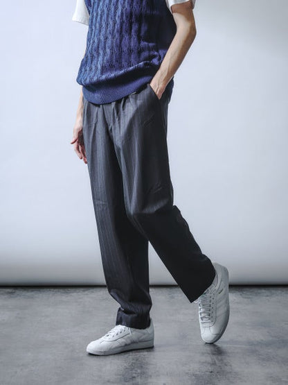 【ペンストライプ】ワイド テーパードパンツ