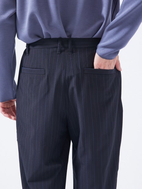 【ペンストライプ】ワイド テーパードパンツ