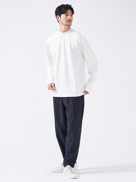 【ペンストライプ】ワイド テーパードパンツ