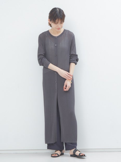 ワイドリブロングカーディガン