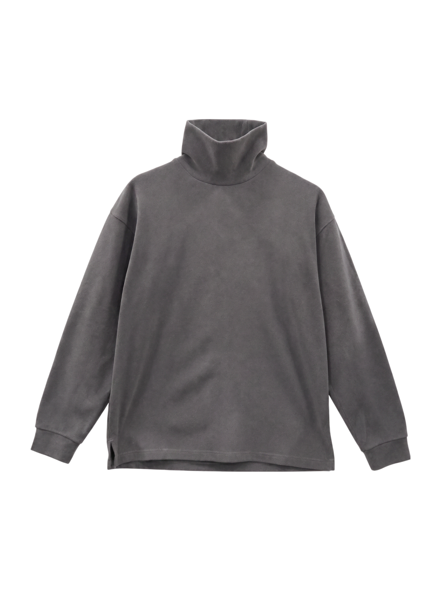 起毛 スムース モックネック 長袖 Tシャツ