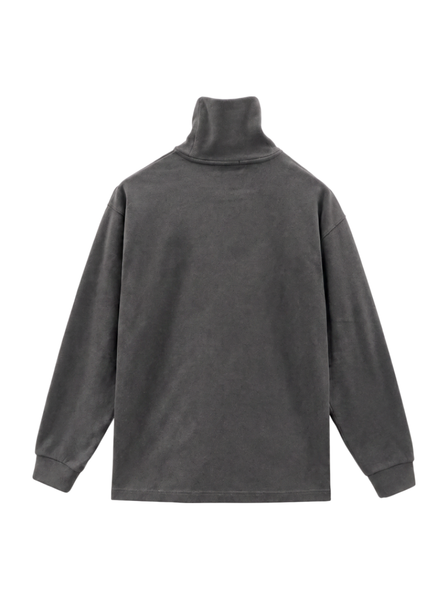起毛 スムース モックネック 長袖 Tシャツ