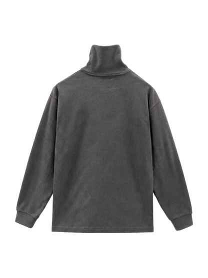 起毛 スムース モックネック 長袖 Tシャツ