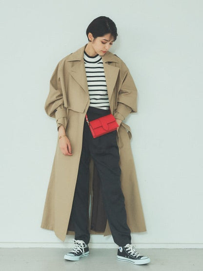 5分袖ハイネックリブニット