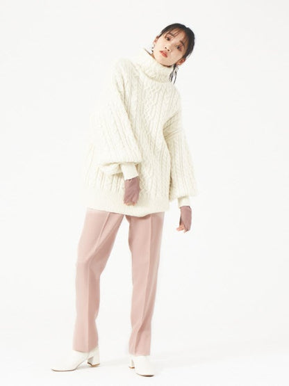 パウダリーストレッチスリットパンツ