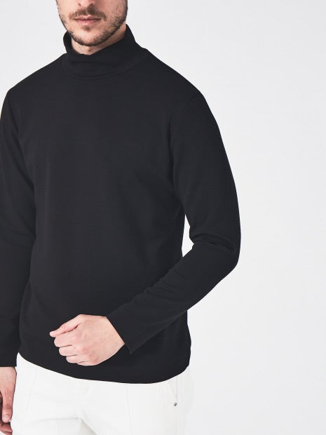 【定番人気】ポンチ 長袖 ハイネック ロング Tシャツ