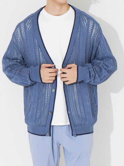 ハイツイストコットン スカシアミ オーバーサイズ カーディガン