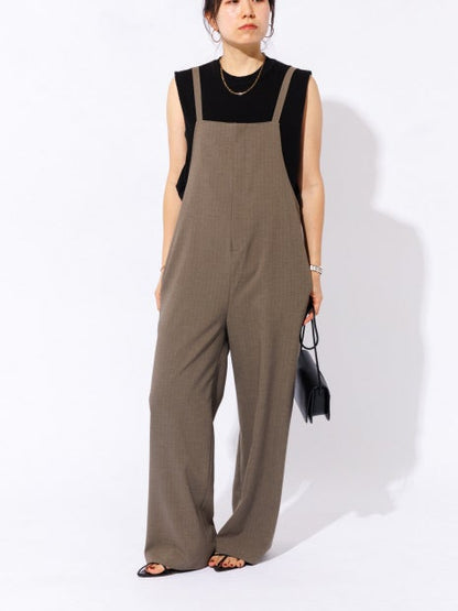 リネンライクストレッチサロペット