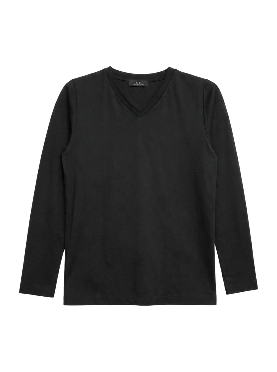 ポンチVネック 長袖Tシャツ