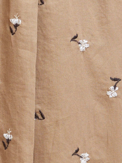 小花刺繍ワイドパンツ