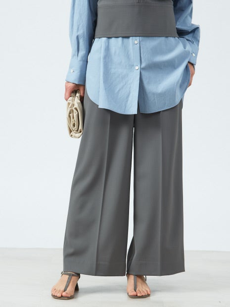 強撚ギャバハイウエストワイドパンツ