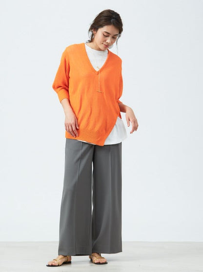 強撚ギャバハイウエストワイドパンツ