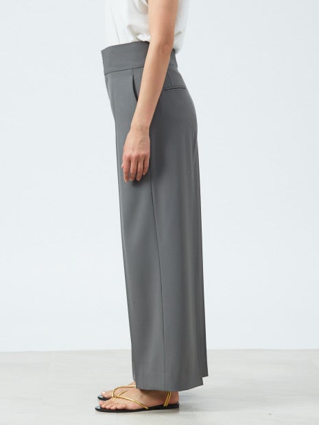 強撚ギャバハイウエストワイドパンツ