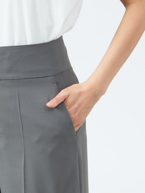 強撚ギャバハイウエストワイドパンツ