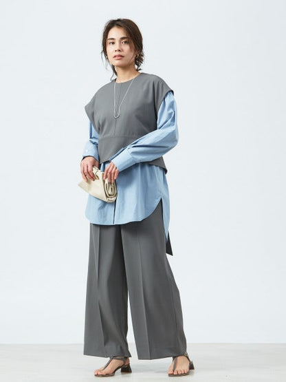 強撚ギャバハイウエストワイドパンツ