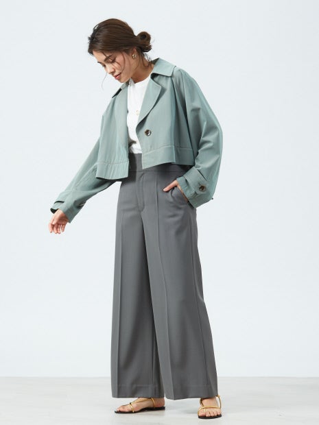 強撚ギャバハイウエストワイドパンツ