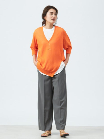 強撚ギャバハイウエストワイドパンツ