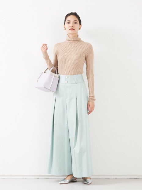 ハイウエストコットンワイドパンツ