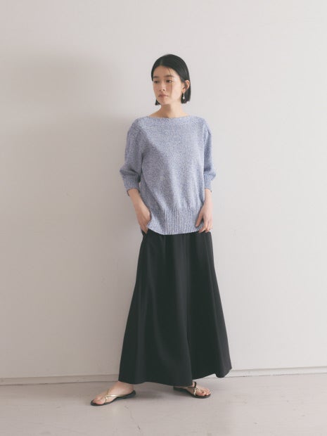 バックサテンジョーゼットドレープパンツ