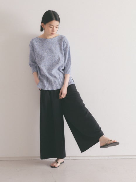 バックサテンジョーゼットドレープパンツ