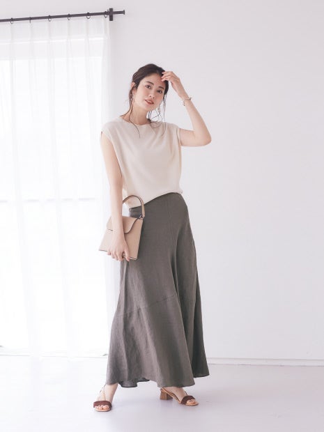 麻製品染マキシスカート