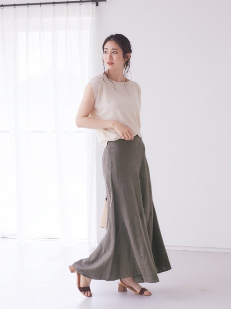 麻製品染マキシスカート